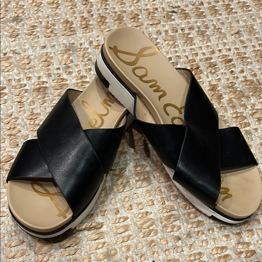 Sam Edelman Black and Tan Sandals